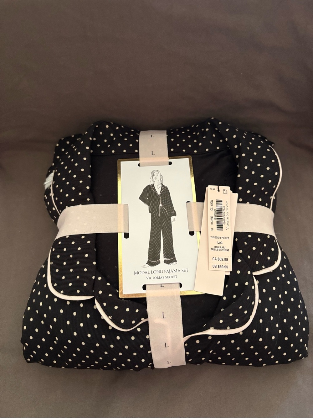 Victoria's Secret Black with White Polka Dot Modal Pajama Set